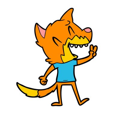 Tilki çizgi film gülen vektör çizim