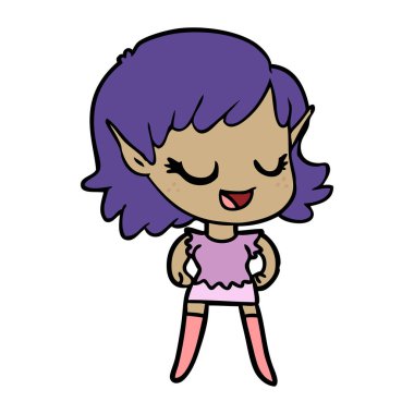 mutlu karikatür elf kızı