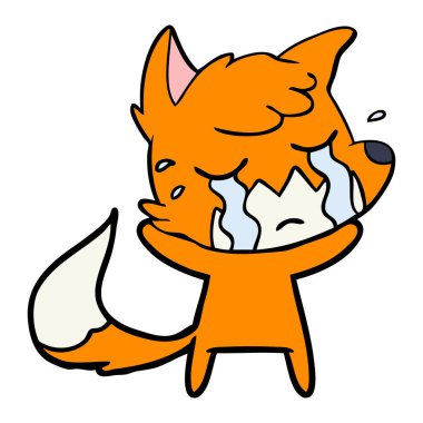 Tilki çizgi film ağlama vektör çizim