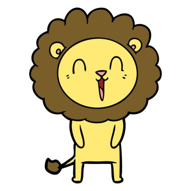 Aslan karikatür gülen vektör çizim