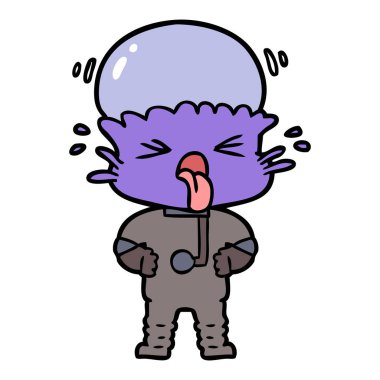 tiksinti çizgi film uzaylı vektör çizim