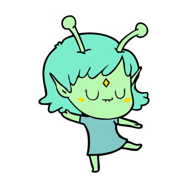 vektör çizim karikatür uzaylı kız