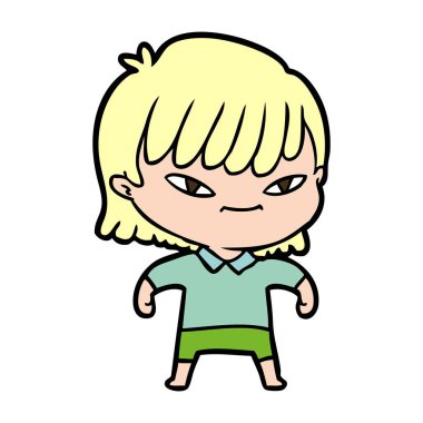 Çizgi filmdeki kadının vektör çizimi