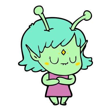 vektör çizim karikatür uzaylı kız
