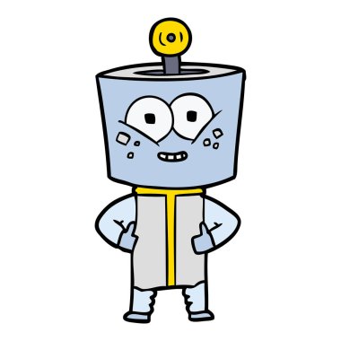 mutlu karikatür robot vektör çizim