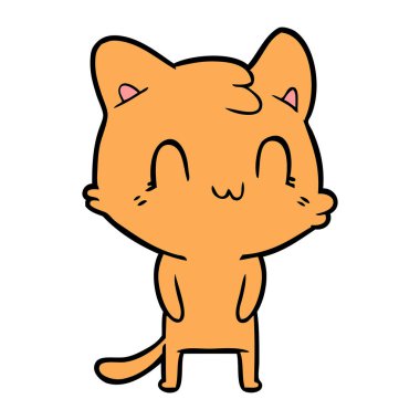vektör çizim karikatür mutlu kedi