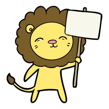 çizgi film aslan protesto işareti ile