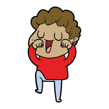 çizgi film gözleri adamla rubbign gülüyor