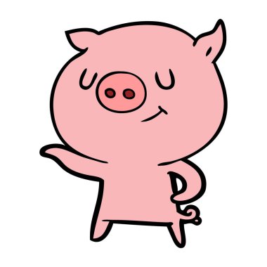 mutlu karikatür domuz vektör çizim