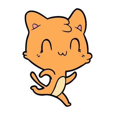 vektör çizim karikatür mutlu kedi