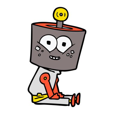 mutlu karikatür robot vektör çizim