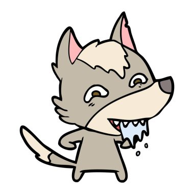 vektör çizim karikatür aç kurt