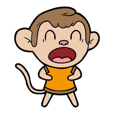 bağırarak karikatür maymun vektör çizim