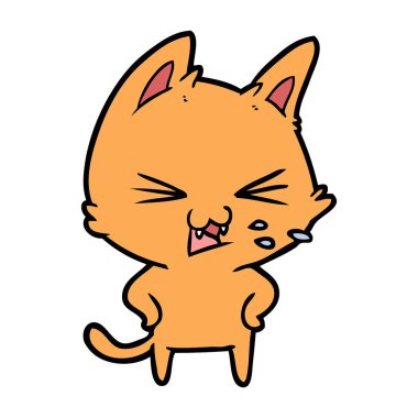 vektör çizim karikatür kedi tıslama