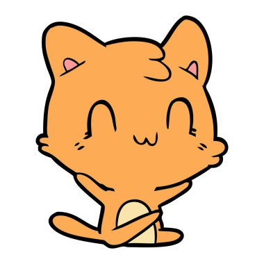 vektör çizim karikatür mutlu kedi