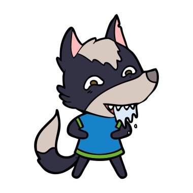 vektör çizim karikatür aç kurt