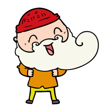 Sakal ve kış şapka ile mutlu adam