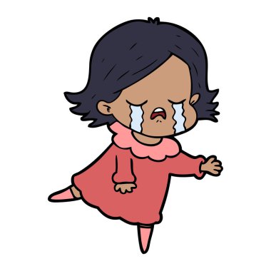 vektör çizim karikatür kız ağlıyor