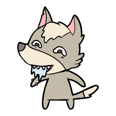 vektör çizim karikatür aç kurt