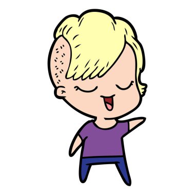 mutlu çizgi film kız vektör çizim