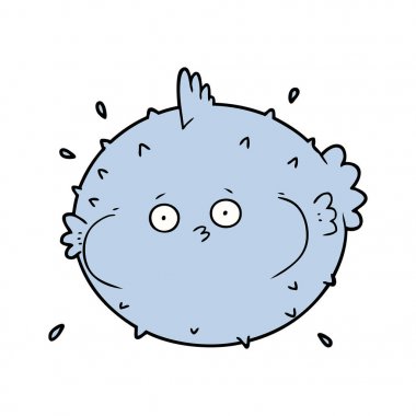 vektör çizim karikatür kirpi balığı