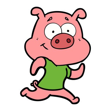 mutlu karikatür domuz vektör çizim