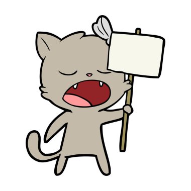 vektör çizim karikatür esneme kedi