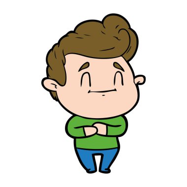 mutlu çizgi film adam vektör çizim