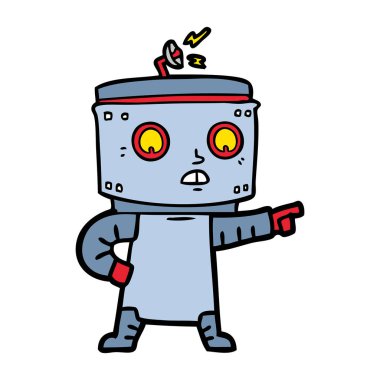vektör çizim karikatür robot işaret