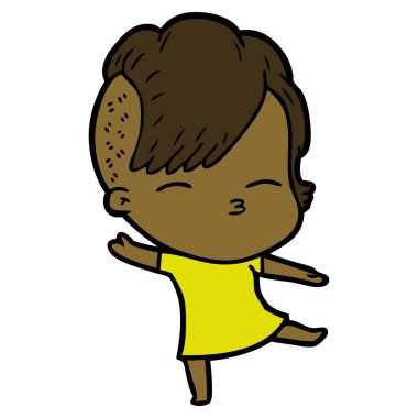 çizgi film kız gözlerini kısarak vektör çizim