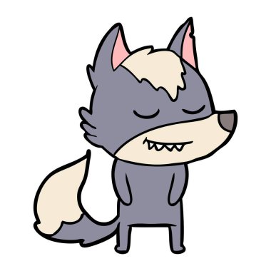 vektör çizim dostu karikatür kurt