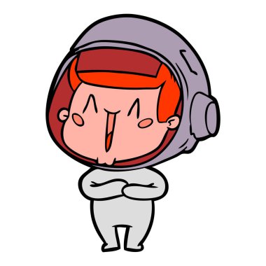 mutlu karikatür astronot vektör çizim