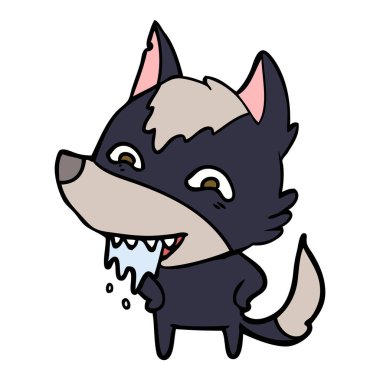 vektör çizim karikatür aç kurt