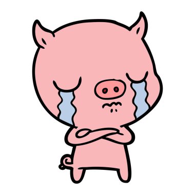 vektör çizim karikatür domuz ağlama