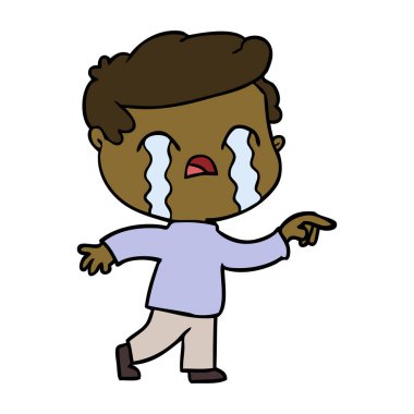 vektör çizim karikatür adam ağlıyor