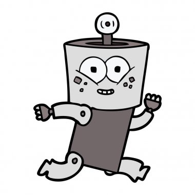 mutlu karikatür robot vektör çizim