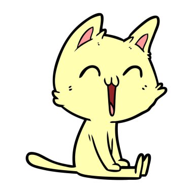 vektör çizim karikatür mutlu kedi