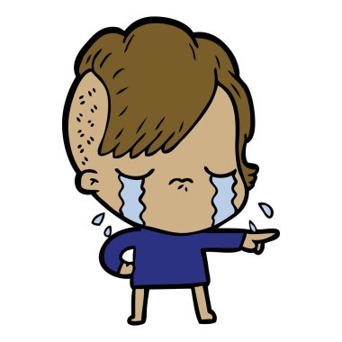 ağlayan kız suçlayarak çizgi film