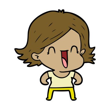 vektör çizim karikatür mutlu kadın