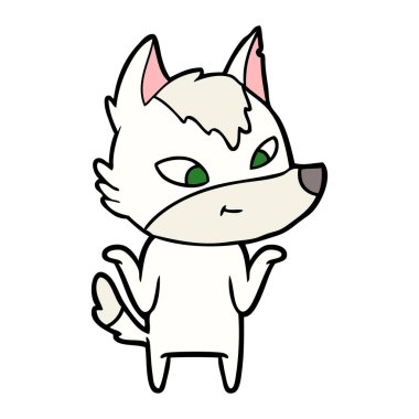 vektör çizim dostu karikatür kurt