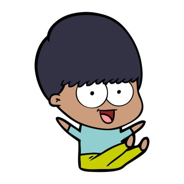 mutlu çizgi film çocuk vektör çizim