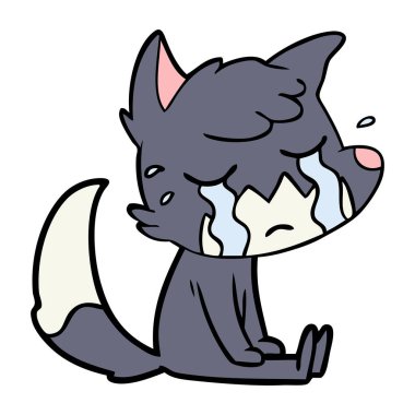 Tilki çizgi film ağlama vektör çizim