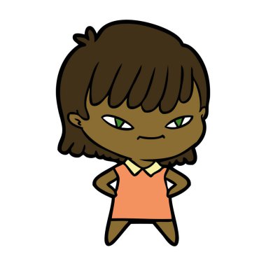 Çizgi filmdeki kadının vektör çizimi