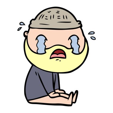 sakallı adam ağlıyor çizgi film