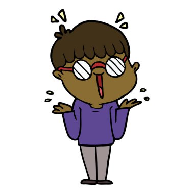 çizgi film çocuk gözlük takıyor