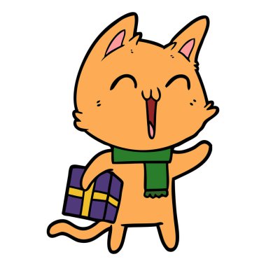 vektör çizim karikatür mutlu kedi