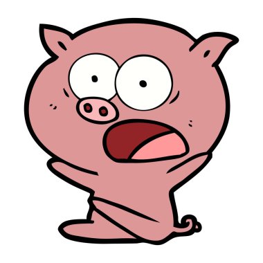 oturarak şok karikatür domuz