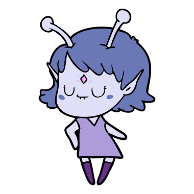 vektör çizim karikatür uzaylı kız