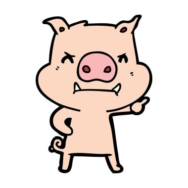 kızgın çizgi film domuz vektör çizim