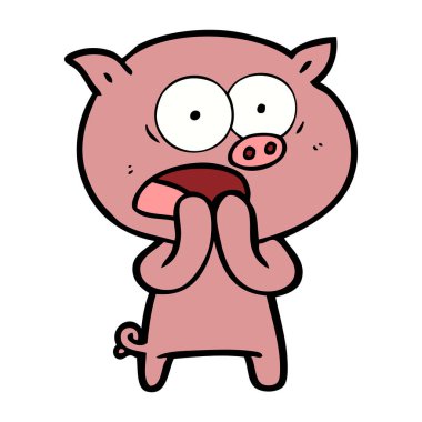 vektör çizim karikatür domuz bağırarak